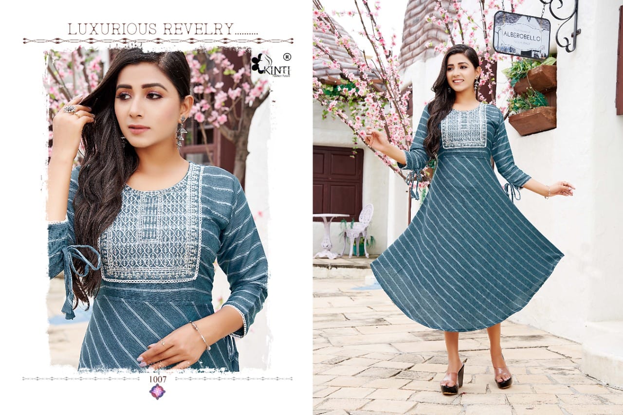 Kinti Laheriya New Exclusive Wear Rayon Printed Anarkali Kurti Collection